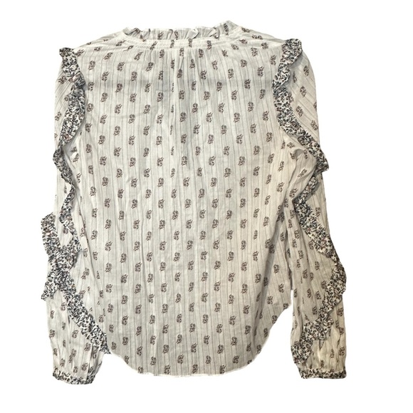 Veronica Beard Size 0 Abra Blouse Cotton Floral Print Pattern Ruffle Long Sleeve - Picture 7 of 9